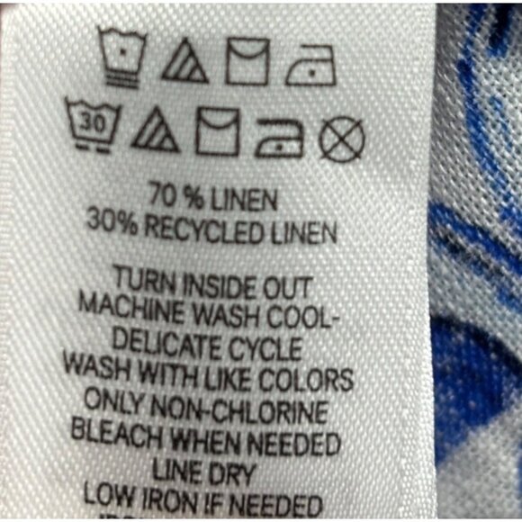 Sigrid Olsen Womens Blouse M Linen Blend Blue Beachy Tunic Santorini - Picture 4 of 5